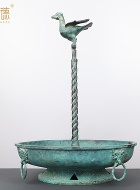 古青铜器错金立鸟灯摆件鸟灯灯具复古怀旧桌面工艺品礼品收藏品