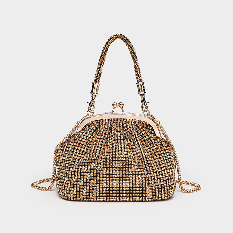 2024新款跨境手工镶钻晚宴女包闪亮水钻手提贝壳包链条单肩斜挎包,淘宝优惠券,粉丝福利购,淘宝优惠卷