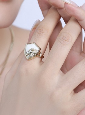 Favorite朋克街头风设计感狮子头戒指潮酷帅气百搭轻奢高级食指戒