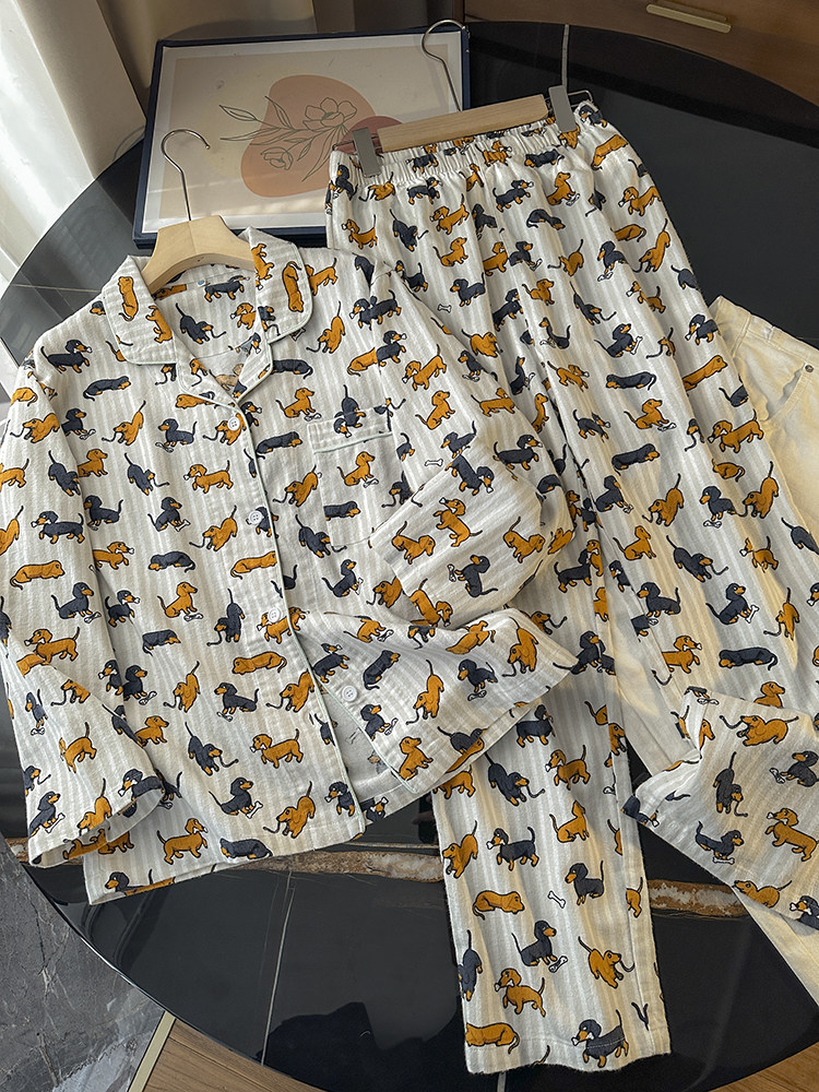 原单货！100棉！男女款卡通狗印花翻领磨毛长袖睡衣家居服套装108,淘宝优惠券,粉丝福利购,淘宝优惠卷