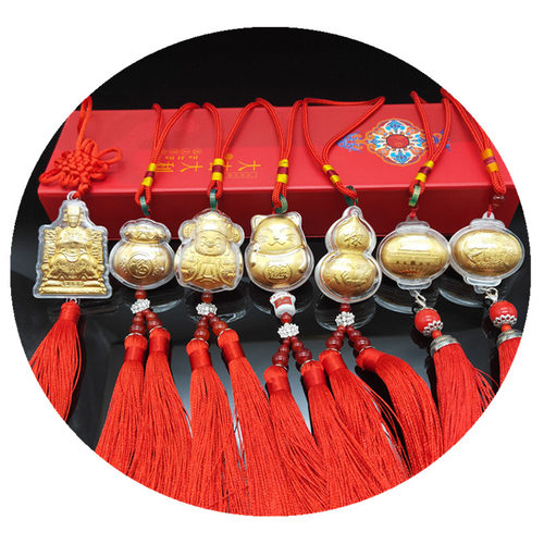 仿金箔招财猫财神葫芦福袋妈祖保平安招财开运高档车挂件活动礼品 - 图3
