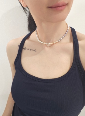 ISLA孤岛施家珍珠四季彩项链锁骨链女复古小众高级感轻奢风糖果色