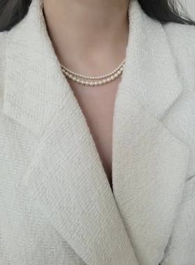 项链珍珠双层项链叠戴