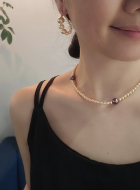 ISLA孤岛设计施家仿海水珍珠金珠项链锁骨链毛衣链轻奢高级感百搭