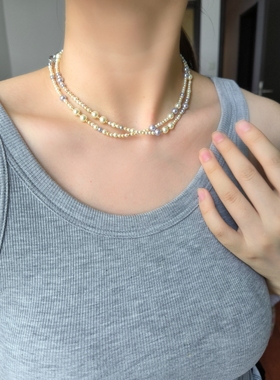 ISLA孤岛羽皇金珍珠毛衣链施家仿海水珍珠85cm长项链叠戴万能扣