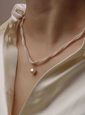双层珍珠项链小众轻奢极细手链