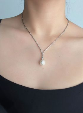 ISLA孤岛12mm澳白光施家珍珠吊坠s925纯银项链锁骨链时尚轻奢项链