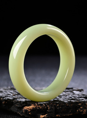 天然正品新疆和田玉手镯女黄口料玉镯若羌女款黄玉镯子