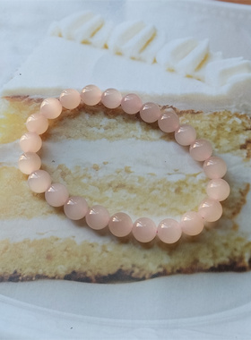 8m藕粉手串女生串珠女珠串藕粉色玉石圆珠天然正品和田玉粉色手链