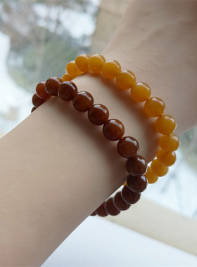 8mm-1680 糖玉手串女 天然正品和田玉糖玉散珠圆珠玉石珠串手链