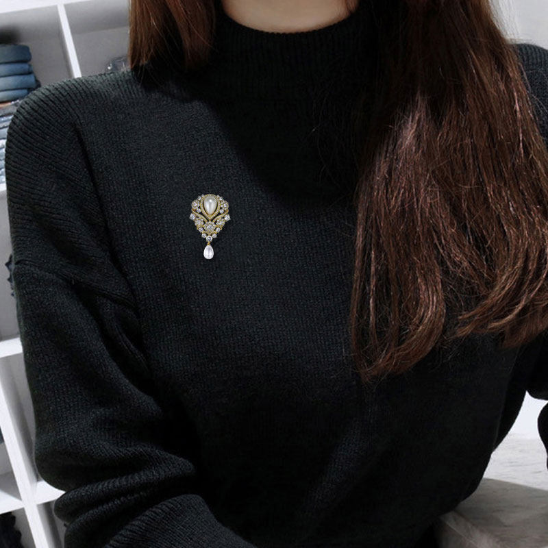 泪滴见花仿珍珠胸针高档女精致奢华气质小众设计个性宫廷风胸花潮,淘宝优惠券,粉丝福利购,淘宝优惠卷
