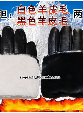 皮毛一体手套真羊皮羊毛男女冬厚