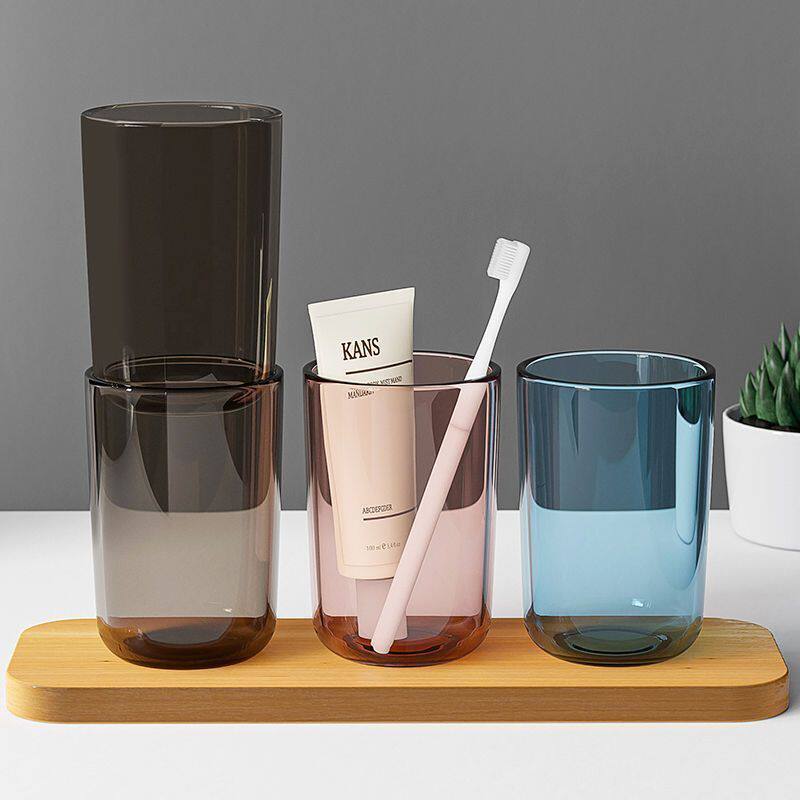 漱口杯简约刷牙杯子创意透明个性情侣牙杯家用加厚塑料洗漱牙缸杯 - 图0