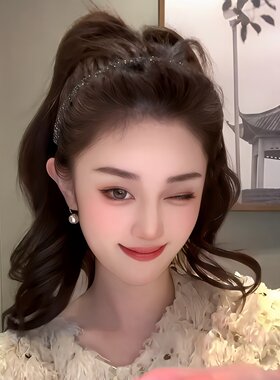 复古丝绒闪闪网红闪钻碎发发箍
