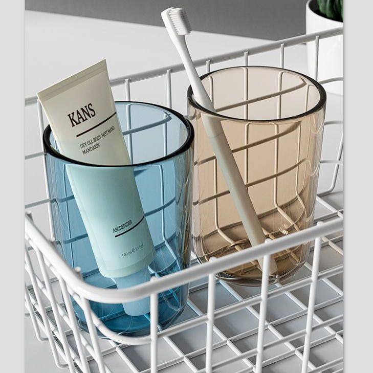 漱口杯简约刷牙杯子创意透明个性情侣牙杯家用加厚塑料洗漱牙缸杯 - 图3