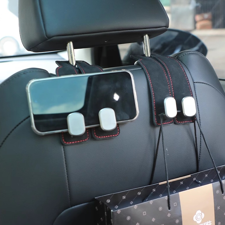 汽车挂钩车载座椅背升级隐藏双挂钩翻毛皮后排车内用包包储物挂钩