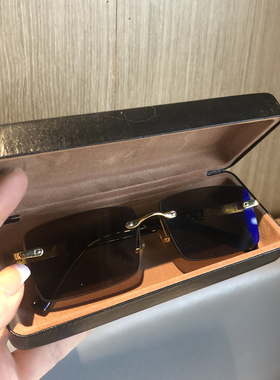 正品水晶石头眼镜太阳镜男无框切边清凉养目高清耐磨墨镜司机开车