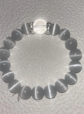 斯里兰卡天然白水晶猫眼石水晶手串手链奶油体蓝白光男女闺蜜礼物