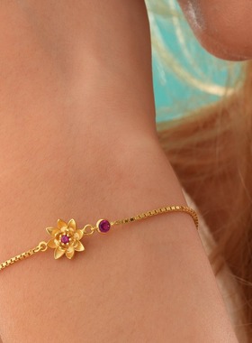 12月花手链锆石生辰石吊坠手链女士生肖花生日诞生花钛钢