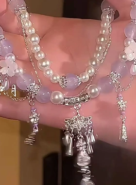 灵狐 新中式爆款长款双圈手串中式美学小狐狸手链可叠戴灵狐手链