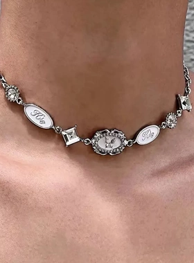 小众设计感 银色蝴蝶项链锁骨链个性高级感百搭项链女辣妹Y2K饰品