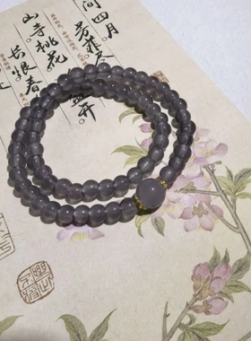 烟灰色手链中式温柔双圈手串气质个性招财手饰新中式简约设计手链