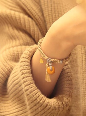 同款流苏葫芦编织梦橘手链气质文艺民族风橘生淮南手绳百搭