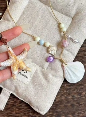 韩系度假风贝壳项链女轻奢小众高级感编织锁骨链时尚清新百搭颈链