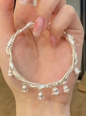 铃兰花手镯灵动铃兰花银色手环超仙百搭仙女风新中式高级感