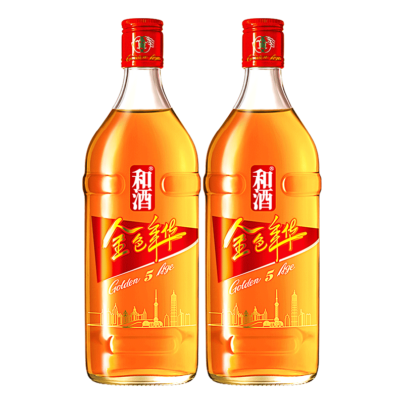 和酒  金色年华五年陈  500ml*2瓶 上海老酒黄酒 - 图0