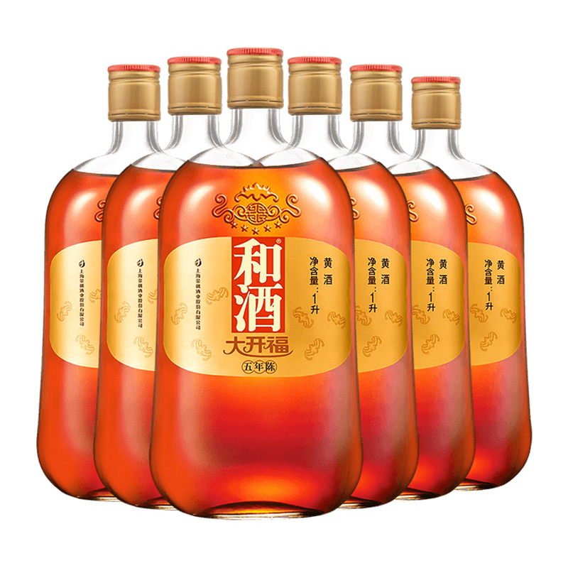 【量贩装】和酒 大开福五年陈黄酒1000ml*12瓶老酒 5年陈上海老酒