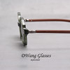 Retro round frame imitation wood grain temples ultralight sunglasses