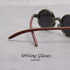 Retro round frame imitation wood grain temples ultralight sunglasses