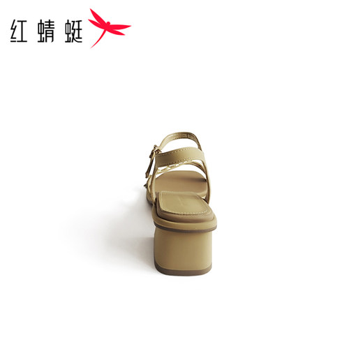 REDDRAGONFLY/红蜻蜓女士外穿粗跟不累脚配裙子罗马凉鞋WTK22384 - 图2