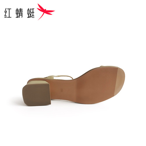 REDDRAGONFLY/红蜻蜓女士外穿粗跟不累脚配裙子罗马凉鞋WTK22384 - 图3