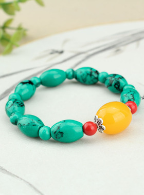 民族风二代绿松石简约文艺手串