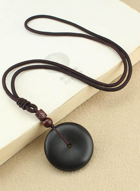 国风禅意檀木平安扣吊坠项链配饰