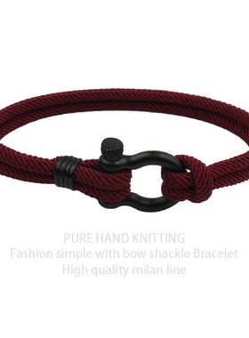 手链男生新品不锈钢弓形扣时尚沙滩米兰线手绳马卡龙学生情侣手环