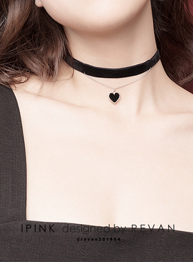 IPINK原创闪闪丝绒爱心choker