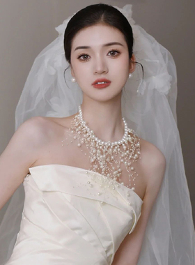 新娘复古多层流苏项链气质锁骨链