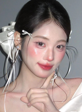 法式白色缎面蝴蝶结新娘发夹
