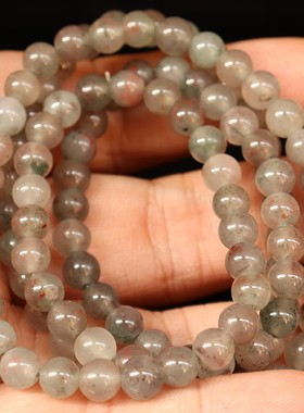 天然桂林鸡血玉石手链贵妃料白色手串女士手链6*6mm108颗34g