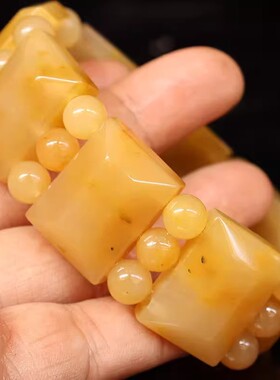 天然桂林鸡血玉石手链田湾料男士手链25*18*9mm8颗 圆珠24颗81g