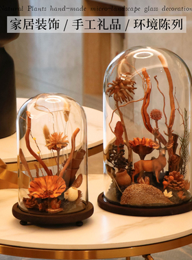 植物干花标本手工微景观玻璃罩家居装饰摆件客厅样板间搬家礼物