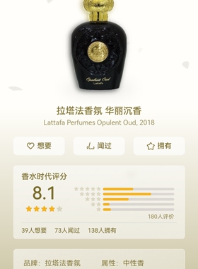 Lattafa Perfumes Opulent Oud拉塔法华丽沉香香水100ml东方调
