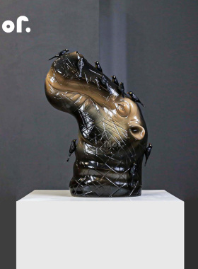 中古抽象金属动物手办装饰样板间