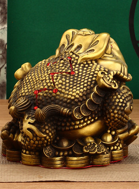 黄铜金蟾摆件铜元宝金蝉