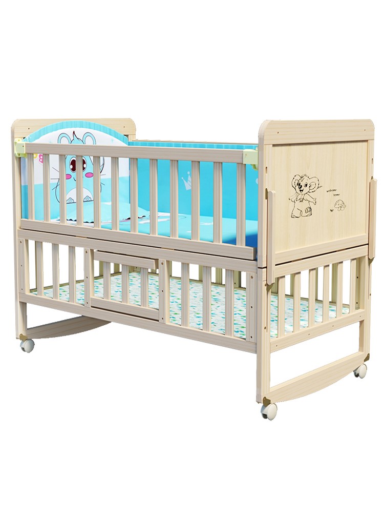 新生儿简易婴儿床摇篮床婴儿车床两用宝宝实木摇篮双层高度可调U
