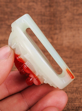 玉器和田玉金丝玉貔貅皮带扣男款鸡血石貔貅皮带扣和田玉挂件