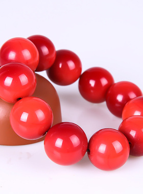 青峰玉器18毫米南红玛瑙巴柿子红男士红玉手链圆珠男款玉手串手链